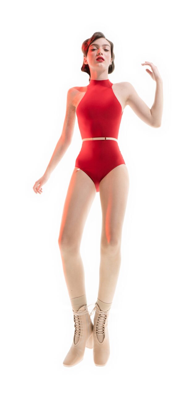 CHOKER turtleneck leotard lipstick red on1