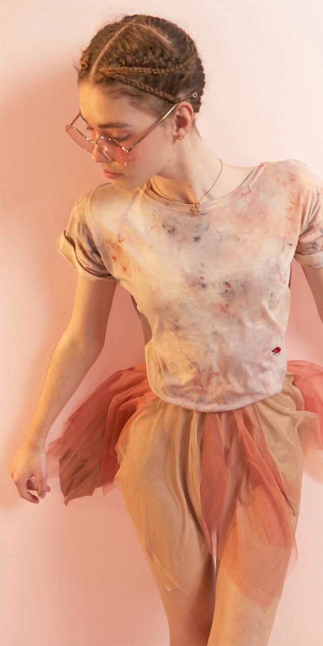 8 pannel bicolor short tulle skirt coral nude 4