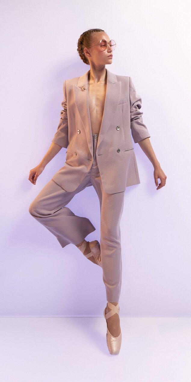 BALLERINA SUIT hand tailored double breasted mens jacket lavender 8