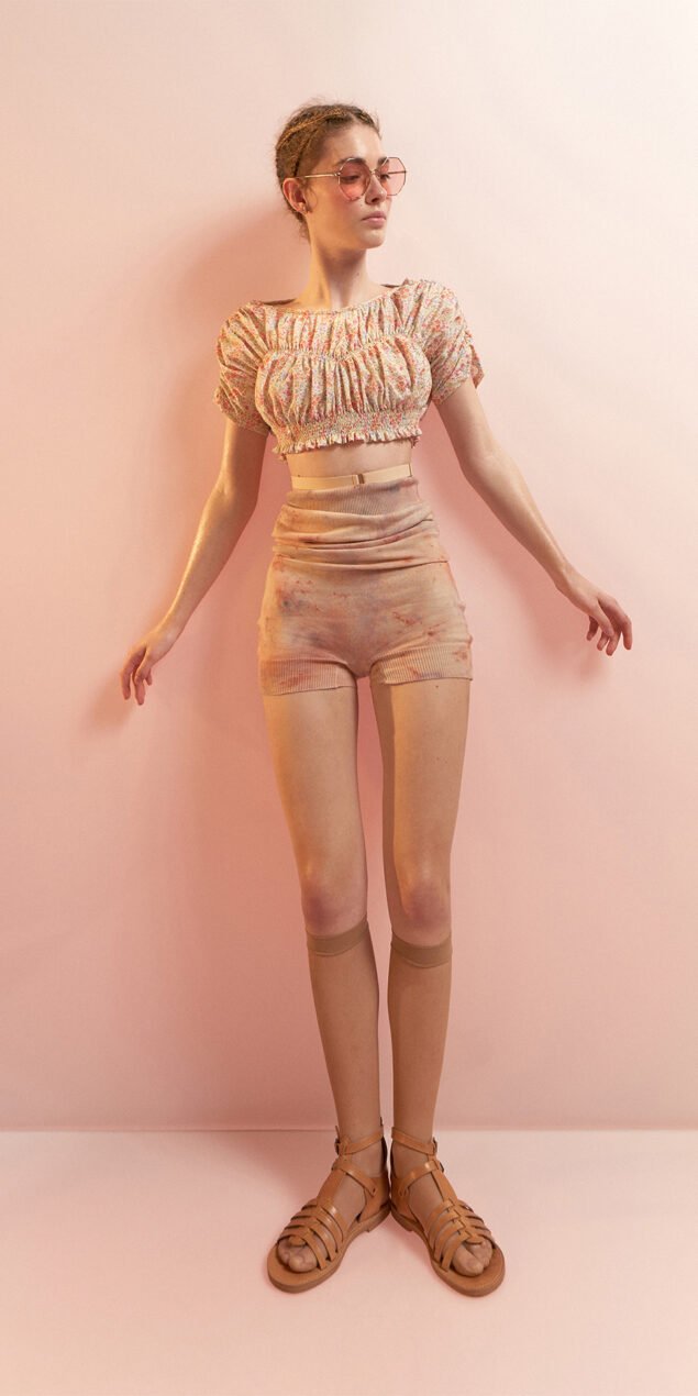 BOHO printed smocked crop top off white multicolor 9