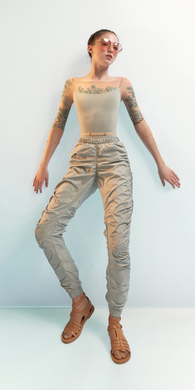 PARA CUTE draped pants sage 1