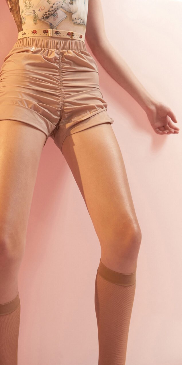 PARA CUTE draped shorts nude 2