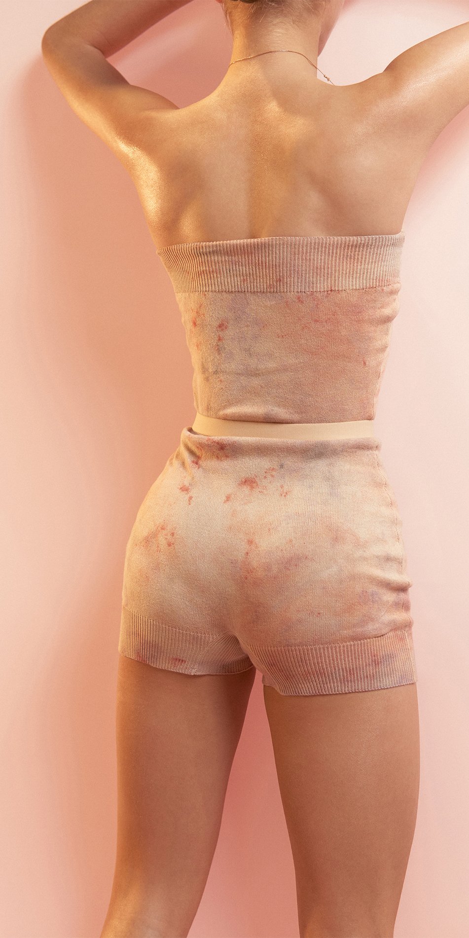 SUN KISSED KNIT hand dyed overall shorts coral multicolor 10