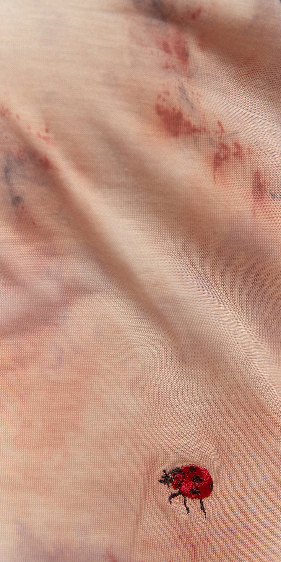 SUN KISSED hand dyed t shirt with embroidered bugs coral multicolor 7