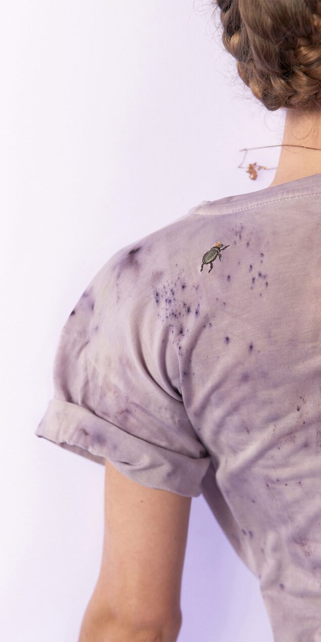 SUN KISSED hand dyed t shirt with embroidered bugs lavender multicolor 6 1